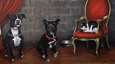 "Adopt don't shop"(Shelter animals) 18x36 oil