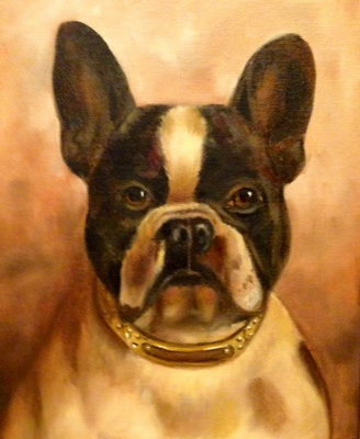 French Bulldog, 9x12, oil