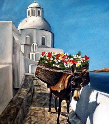 24X30 OIL SANTORINI