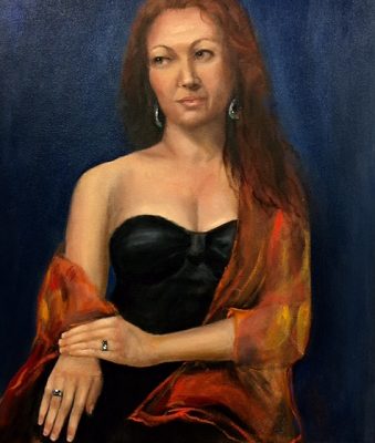 Becky Sitting, 18x24, oil