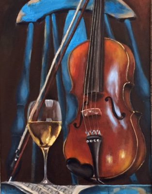 GRANDPA'S VIOLIN 2 15x30 oil on linen