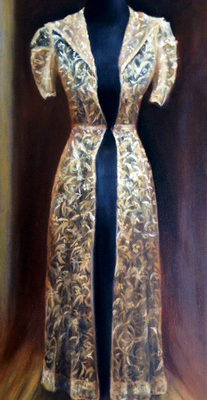 Mom's Dress 14x30 oil on linen