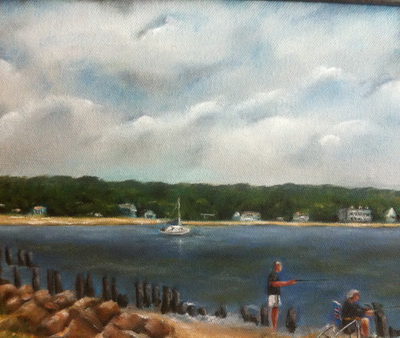 "SAG HARBOR FISHERMAN" 9X11 OIL Plein Air