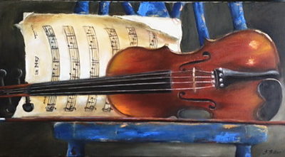 GRANDPA'S VIOLIN 12x24 Oil in linen